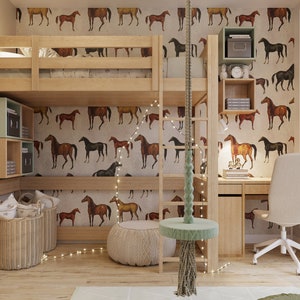 Horses Beige - Wallcolors - Vintage Wallpapers - Kids Room decor