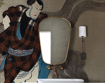 Removable wallpaper Samurai Serenity, bushido, geisha, non-woven or peel and stick, japanese wall mural, bathroom decor || #J4