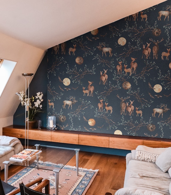 Dark Night Sky Removable Wallpaper Kids Room Peel and Stick Nursery ...