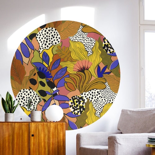 Papier peint cercle tropical bohème : sticker mural Maroc