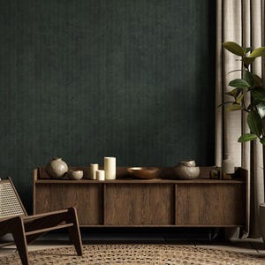 Herringbone Dark Green Peel & Stick Wallpaper - Minimalist Style Removable Wall Mural - Neutral Design - Bathroom Wall Decor || #S5