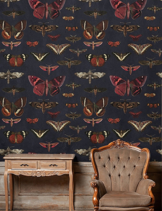 Vintage Wallpaper Removable Self-adhesive Butterflies - Etsy Ireland