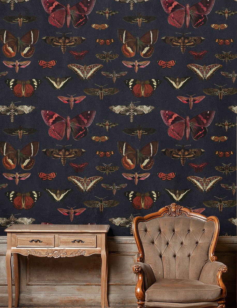 Home & Living Wallpaper Butterflies Wallpaper on biege background Removable Self Adhesive