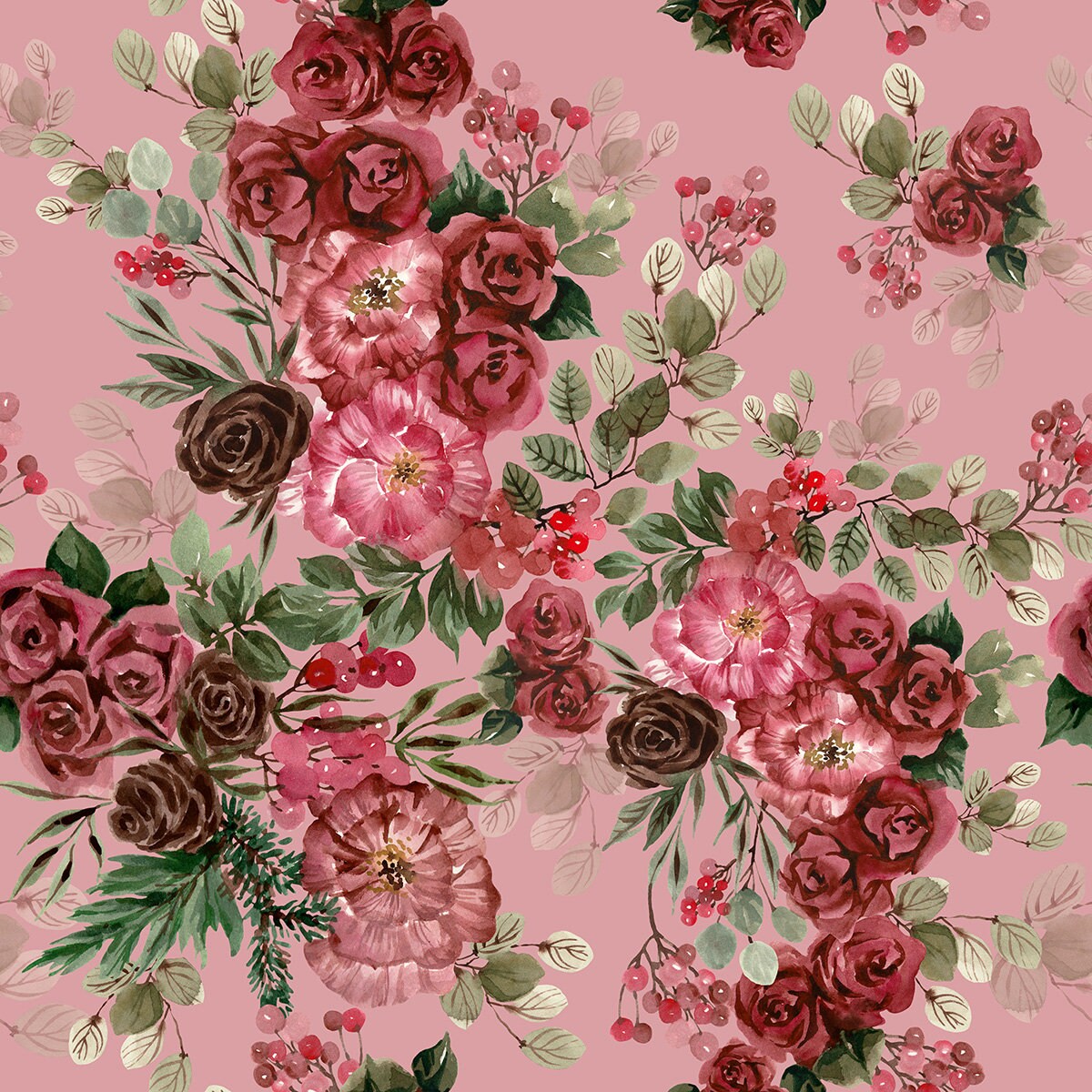Red velvet roses selfadhesive wallpaper 3 rolls floral Etsy