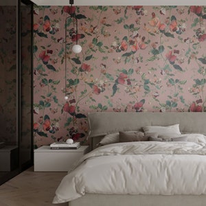 botanical wallpaper, blooming peas, spring flowers wall murals, plants, removable or vinyl wall decor #B2 PEAS