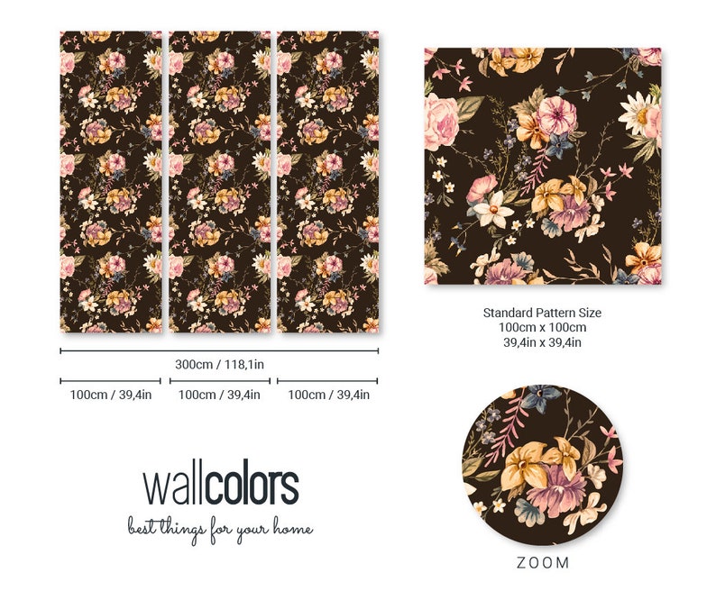 bedroom wall art || #3 roses print vintage bloom removable floral sticker colorful flowers wallpaper