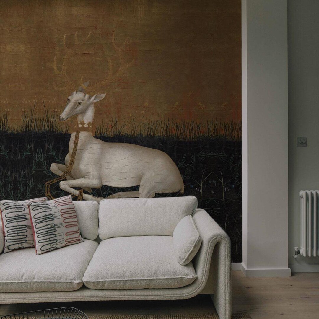 Buy Vintage White Deer Wallpapers Living Room Murals, Peel and Stick