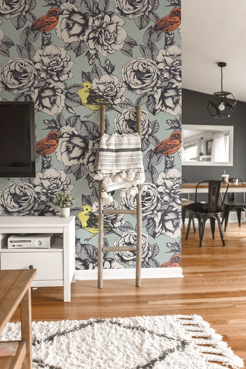 Removable Floral Wallpaper Self-adhesive Boho Pattern - Etsy