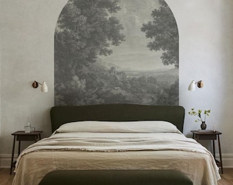 Landscape Arch Wall Decal | Picturesque Valley Peel and Stick Arch Wallpaper | Self Adhesive Art Mural | Bedroom decor | Headboard Sticker
