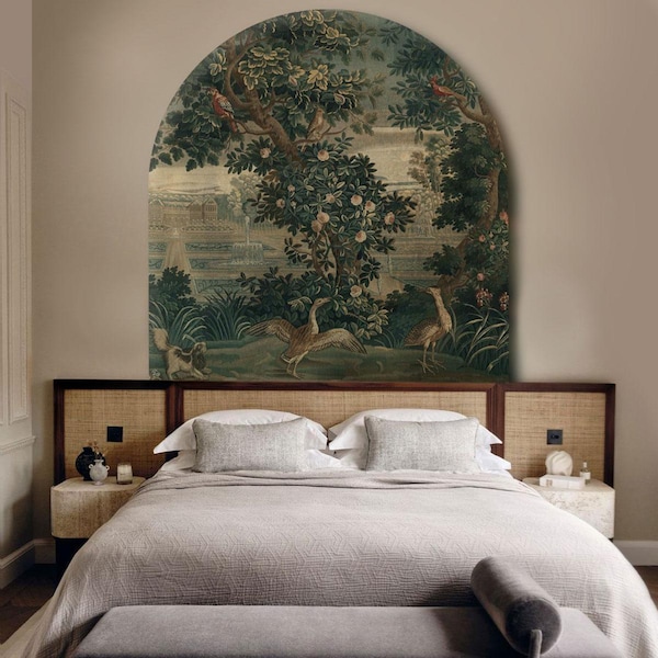 Vintage Garden Arch Wall Decal: Peel and Stick Headboard Sticker