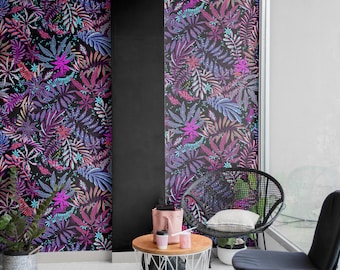Tropical Leaf Wallpaper: Ultraviolet Plant Print, Home Decor #T24