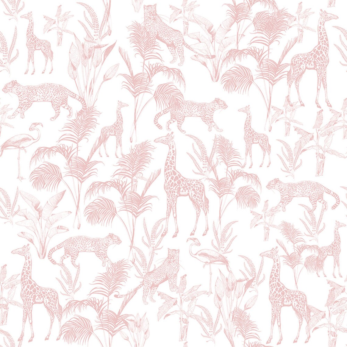 Safari kids wallpaper pink wild animals wall mural Etsy