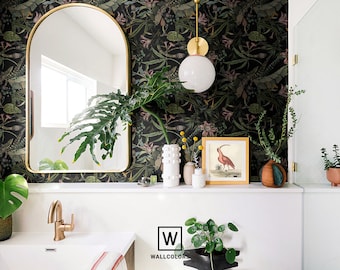 Dark Forest Botanical Wallpaper: Peel and Stick Wall Mural #B1
