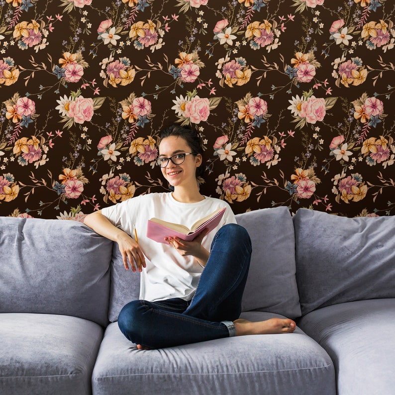bedroom wall art || #3 roses print vintage bloom removable floral sticker colorful flowers wallpaper