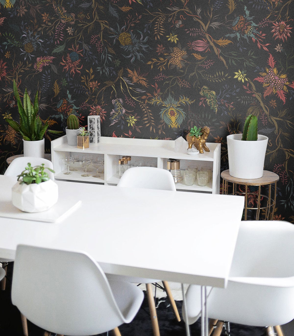 Trendy Black Floral Wallpaper, Botanical, Removable or Traditional – MA'AT  LUXE HOME™