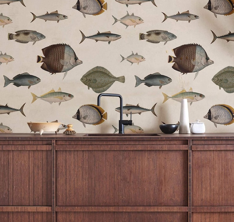 Under The Sea Beige - Wallcolors - Vintage Wallpapers