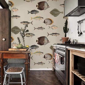Under The Sea Beige - Wallcolors - Vintage Wallpapers - Kitchen Decor