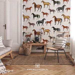 Horses Beige - Wallcolors - Vintage Wallpapers - Living Room decor