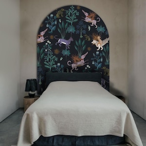 Adesivo da parete Botanical Arch / Carta da parati Beast Purple Peel and Stick Arch / Murale autoadesivo / Decorazione per camera da letto / Adesivo per testiera