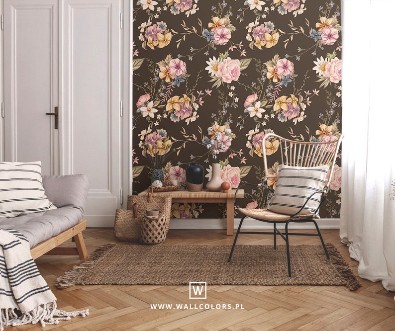 bedroom wall art || #3 roses print vintage bloom removable floral sticker colorful flowers wallpaper