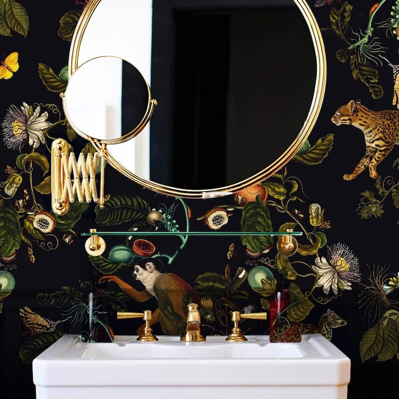 Dark Botanical Wallpaper - Etsy