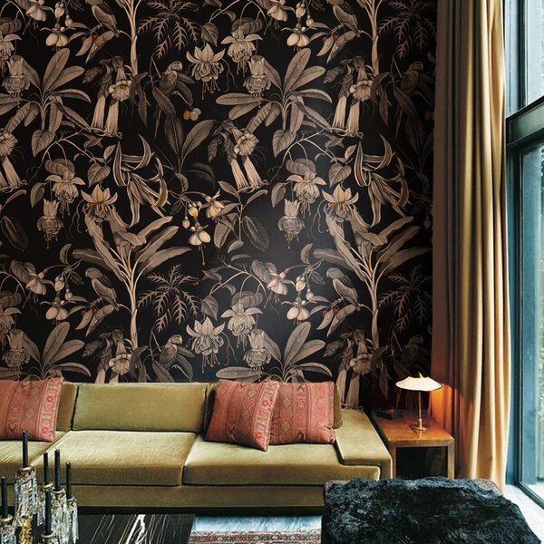 Dark Gothic Peel and Stick Wallpaper, Black Victorian Removable ...