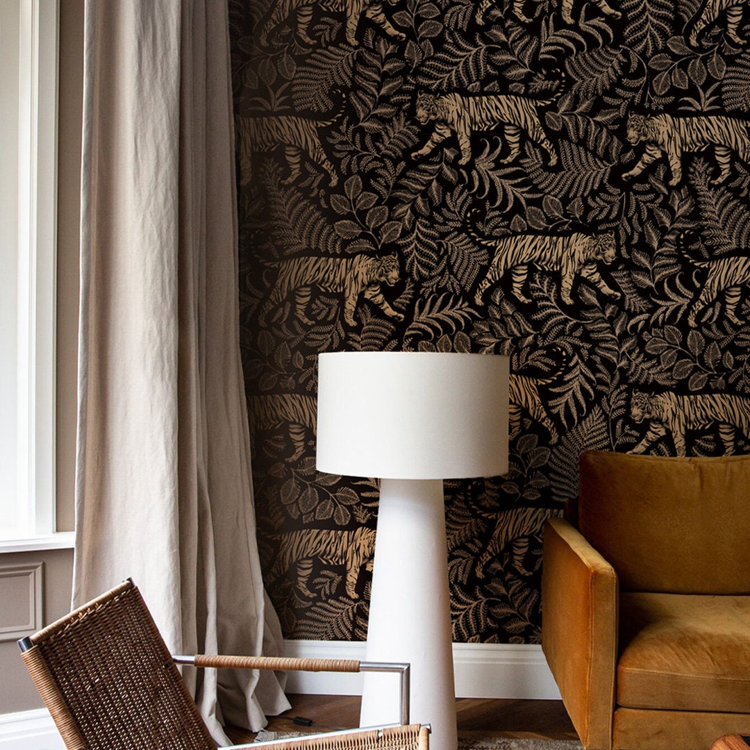 Vintage behang, gecamoufleerde tijger, vintage dieren, wilde katten,  verwijderbare muurschildering, kamerdecoratie || #V33 - Etsy België, image size:1080x1080