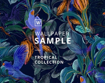 WALLPAPER SAMPLE W11.8"xH33" order #T1-T30 || TROPICAL || removable or vinyl wall mural, peel&stick, jungle wall decor