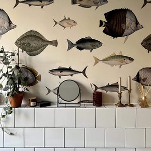 Under The Sea Beige - Wallcolors - Vintage Wallpapers -Bathroom Decor