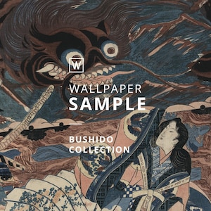 WALLPAPER SAMPLE W11.8&quot;xH33&quot; order #J1-J7 || BUSHIDO || oriental wall mural, self-adhesive or vinyl material, peel&stick, japanese wall art