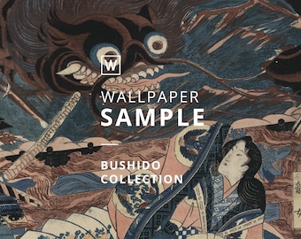 WALLPAPER SAMPLE W11.8"xH33" order #J1-J7 || BUSHIDO || oriental wall mural, self-adhesive or vinyl material, peel&stick, japanese wall art