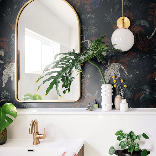 Tropical Jungle Wallpaper: Wild Cheetahs, Removable Wall Mural #T26