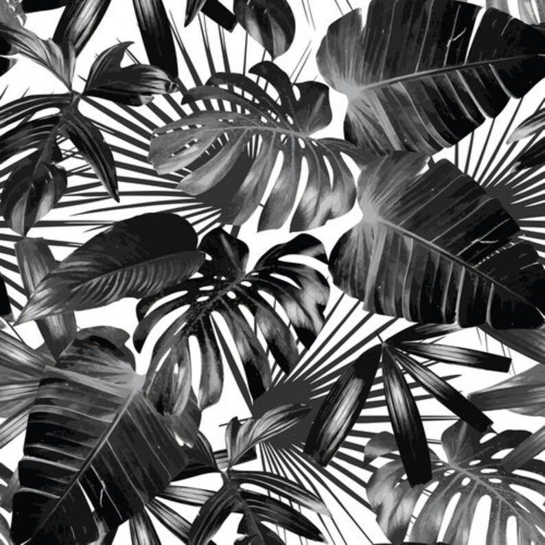 Dark Tropical Wallpaper Peel & Stick Graphic Palm Leaves - Etsy