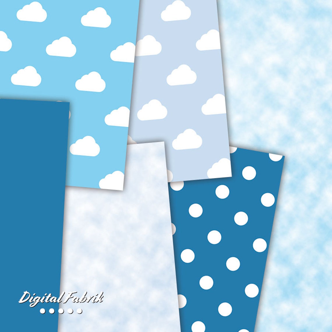 Sky & Clouds Scrapbook Paper Clouds Background 12 Backdrop - Etsy