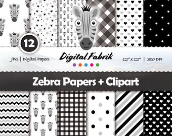 Zebra digital papers, scrapbooking papers, zebra clipart, clipart, digital backgrounds, backdrops, nursery, digital paper, commercial use