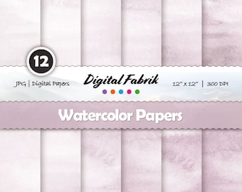 Pink watercolor background, scrapbook paper, 12 digital papers, digital paper pack, 12x12 jpg, digital download, personal or commercial use
