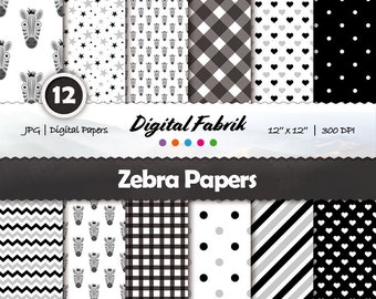 Zebra digital papers, scrapbooking papers, zebra clipart, clipart, digital backgrounds, backdrops, nursery, digital paper, commercial use