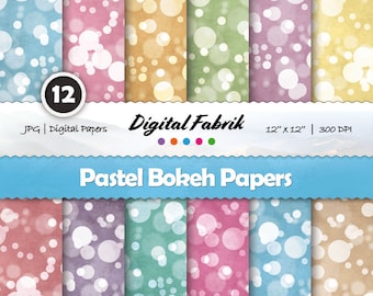 Pastel bokeh papers, bokeh background, pastel bokeh, 12 digital papers, background, backdrops, digital paper pack, 12x12 jpg, commercial use