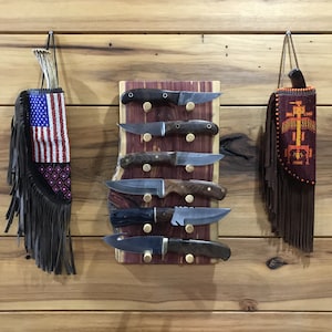 Knife display,Wood knife holder,Knife display wood,rustic knife display,Pocket knife display,Knife wall display,Unique knife display