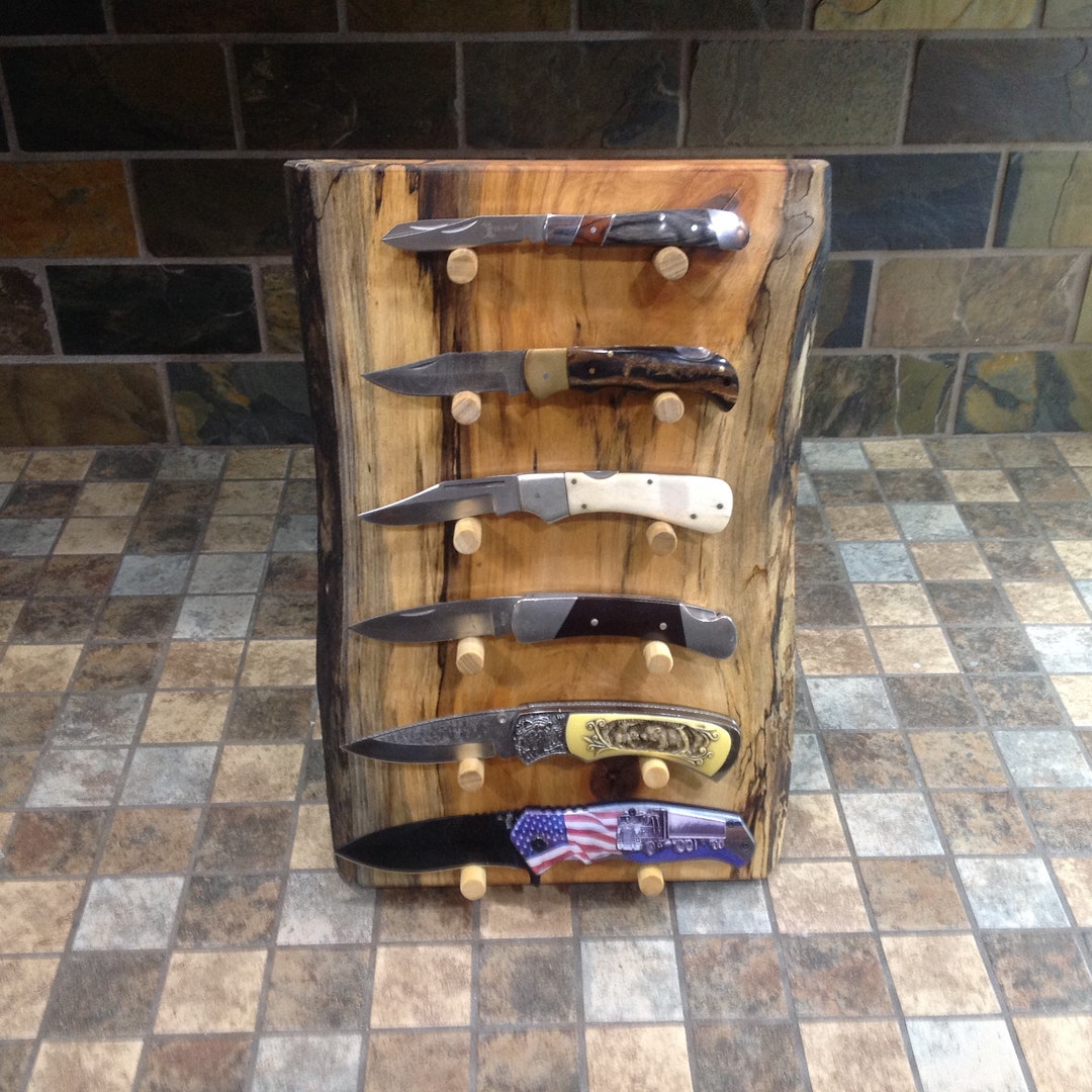 Knife Display Rustic, Wood Knife Holder, Knife Display Handmade, Unique