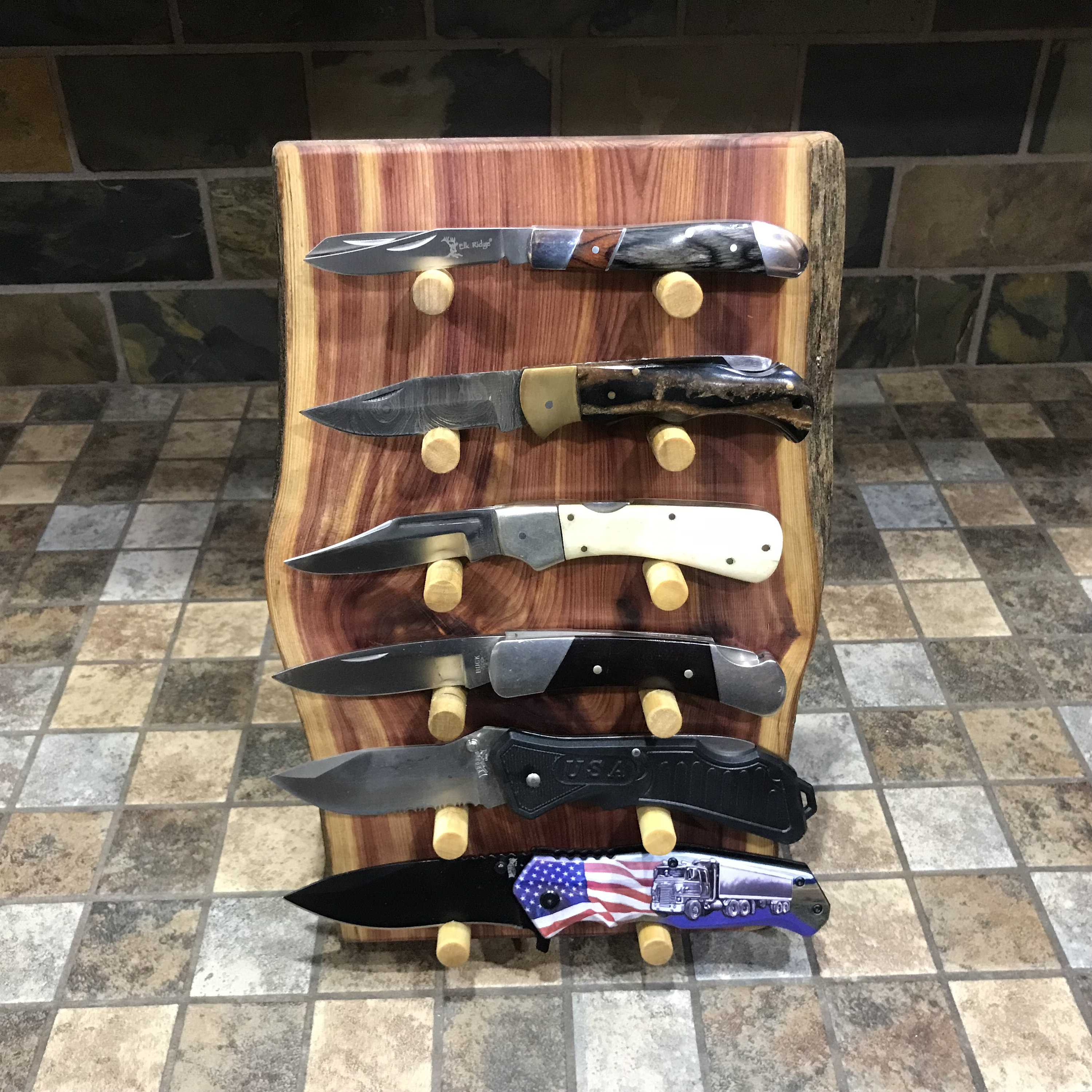 Rustic Knife Display Knife Display,wood Knife Holder,knife Display Wood,rustic Knife Display ...