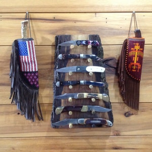 Knife display wood,knife holder,Knife display handmade,Pocket knife display,Rustic knife display,Knife wall display,unique knife stand