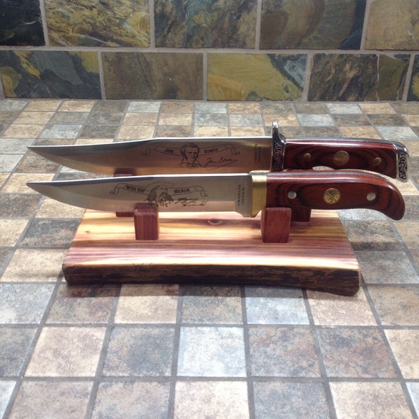 Knife display rustic, knife holder,knife display wood, Knife display handmade, pocket knife display,Knife holder unique, knife stand wood