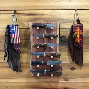 Knife display,Wood knife holder,Knife display wood,rustic knife display,Pocket knife display,Knife wall display,Unique knife display