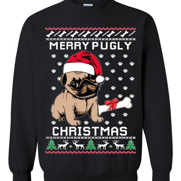 PPL Trends Pug Christmas-Ugly Christmas Sweater-Dog Ugly Christmas Sweater-Funny Holiday Gift Pug Dog Doggy-Fast Shipping
