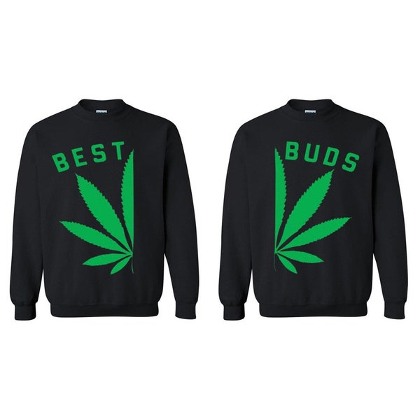 On Sale Today - Best Buds Pot Leaf Matching Sweatshirt, Couple Matching sweaters, Unisex Adult Sweaters