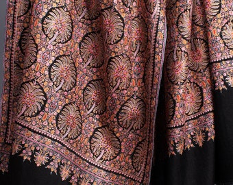 Vintage Embroideries, Bridesmaid Shawl, Super Exclusive Cashmere Shawl, Boho Shawls, Kashmir Pashmina, Wedding Scarves, 40x80" - ABBAS