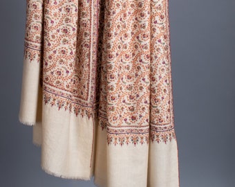 Silky Pashmina Sozni Jamavar Shawl | Premium Kashmiri Wrap | Exquisite Silk Embroidery | Luxury Statement Scarf for Women | Premium Scarf