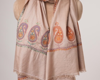 Dorukha Dual-Color Hand Embroidery Pashmina Shawl | Reversible Wrap | Handwoven Luxury Shawl | Indian Artisanal Scarf