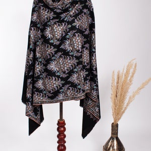 Exclusive Black Festival Pashmina, Original Shawls, Indian Embroideries, Made in Kashmir Gifts, 40x80 MACCLESFIELD image 3